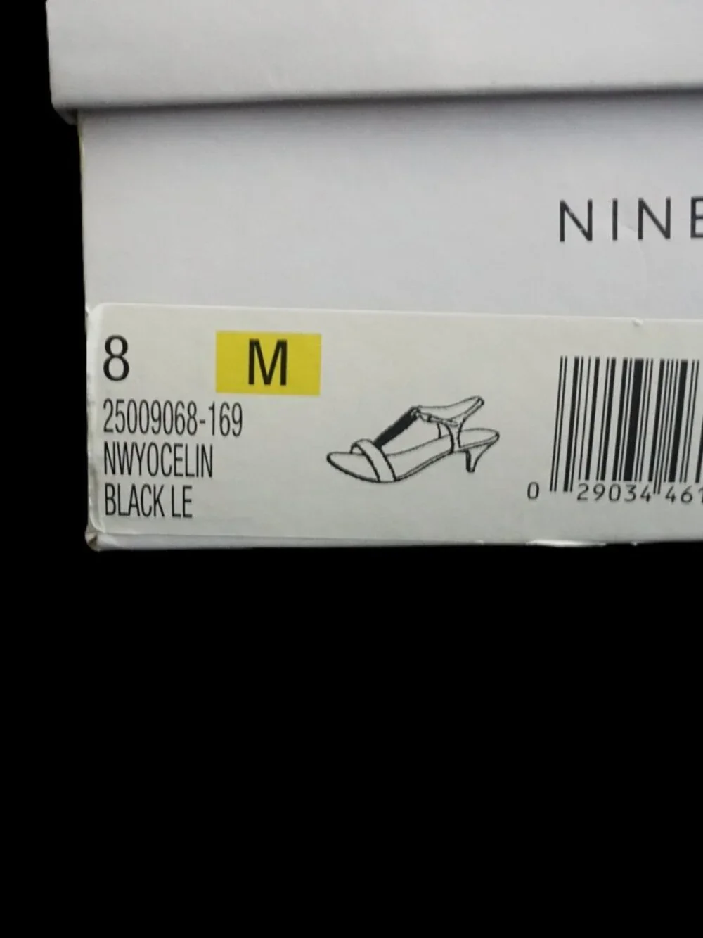 Nine West Black Kitten Healed Sandal with Gold Tone Chain Link Women’s Size 8m
